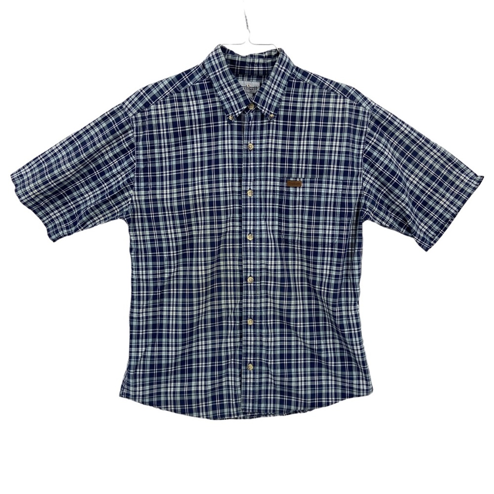Carhartt Blue Plaid Casual Button Down Shirt